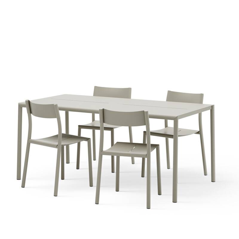 New Works May Havemøbel sæt, 4 stole og bord 170x85 i Light Grey