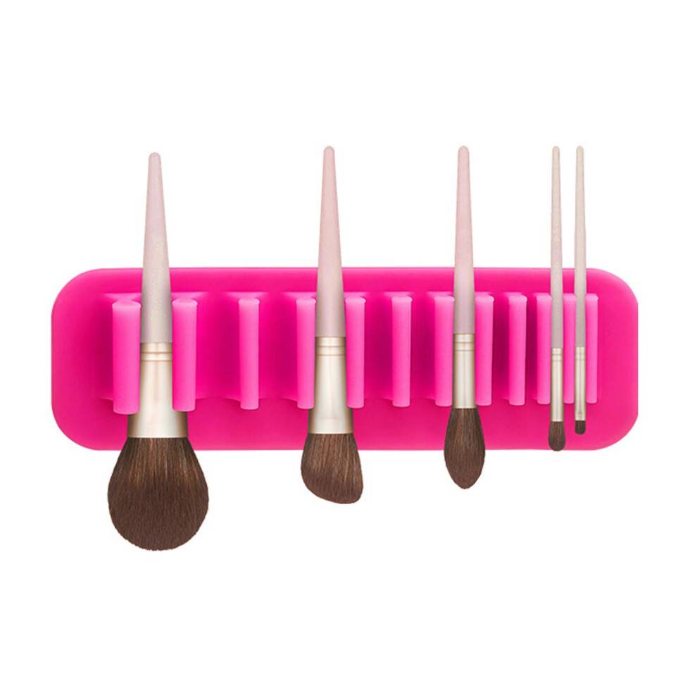 Silikone makeupbørsteholder til vægmonteret opbevaring, pladsbesparende skønhedsværktøjsorganisator med hurtig klassificering, ideel til små