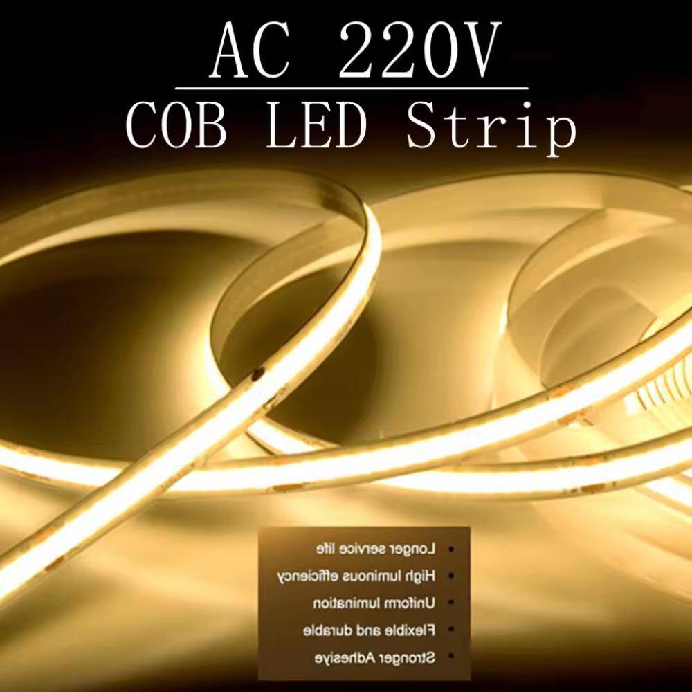 1-10m COB LED Strip Ljus 220V Flexibla Tejp Ljus Smart IC Behöver Ingen Drivare Hög Ljusstyrka 240 LED Linjär Belysning RA95 röd