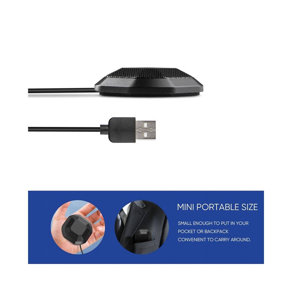 USB Conference Microphone 360 Omnidirectional Condenser Computer PC Mic with Touch Mute Plug & for PC Laptop