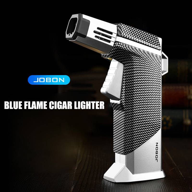 JOBON Four Flame Gun Lighters Strong  Blue Flame Adjustable Flame Size One Touch Lock Cigar Ignition BBQ Outdoor Tools
