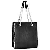 CRAZYCHIC - Dam Liten Axelremsväska - Orm PU Läder Axelväska - Dam Handväska Kedja - Kvinnor Tote Bag Shopper Nitar Pärla - Väska Shoppingväska - Mode Vardag Kontor Chic Arbete Elegant - Svart Orm