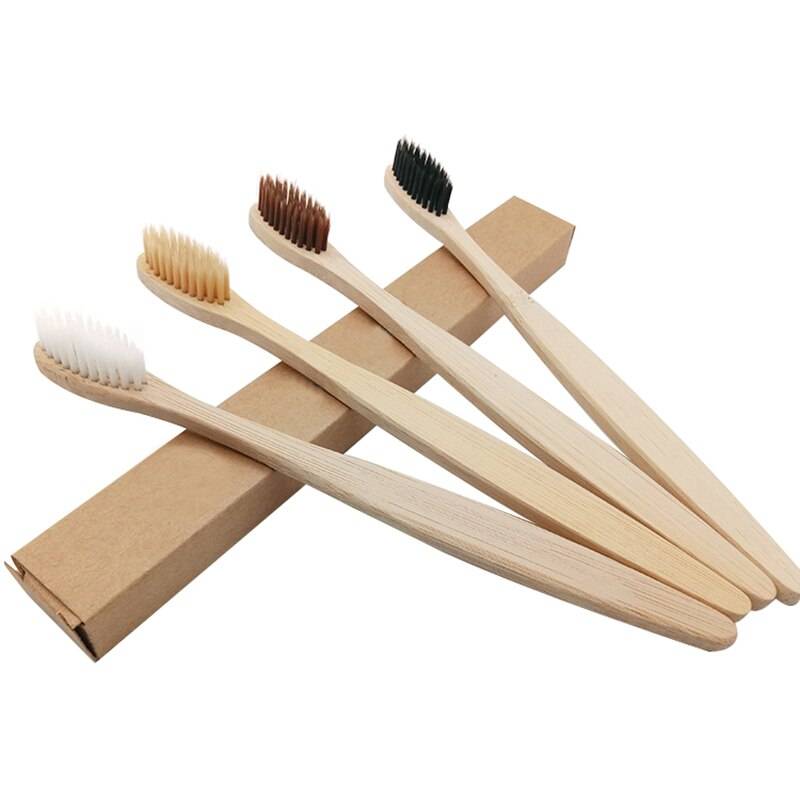 Tandborste naturlig bambu miljövänlig mjuk fiber oral rengöring tandvård trähandtag - Kaffe -1st
