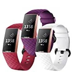 FunBand Fitbit Charge 3/Charge 4 armband, mjukt silikonband, justerbar ersättningsrem, sporttillbehör för Fitbit Connected Watch Charge 3/Charge 4