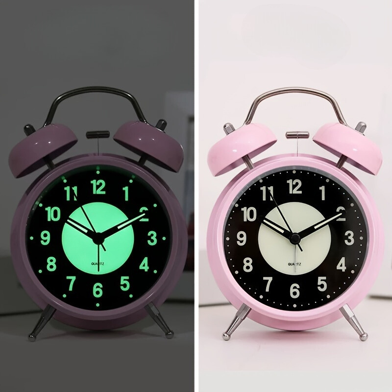 GlowClock – Modern Tyst Belyst Metall Väckarklocka - Rosa
