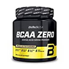 BioTechUSA BCAA Zero | Essentiellt aminosyrapulver | 6 g BCAA med direkt L-leucin | Veganskt | Sockerfritt, laktosfritt, glutenfritt, 360 g, Persika iste