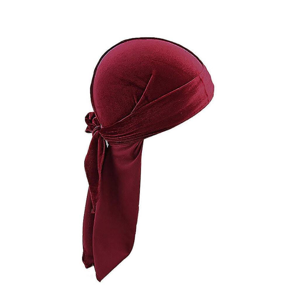 (Wine Red) Durag Cap Solid Color Ultra Soft Keep Warm Velvet Men Women Head Wrap With Long Tail For Winter/YY