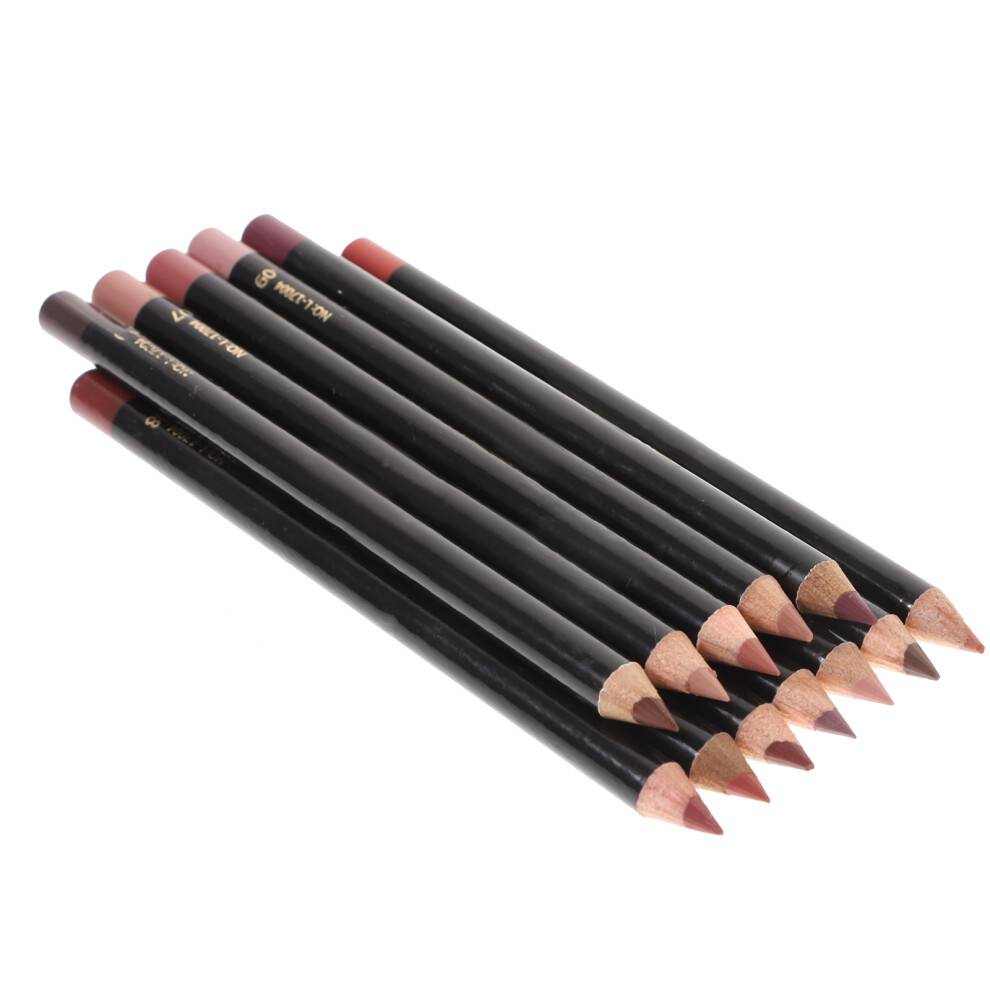 12Pcs Läppstift Vattenfast Läppkonturpenna 12 Färger För Kvinnor