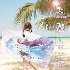 1st Customized Princess Beach Handduk, Personlig Elsa Princess Name Strandhandduk, Digitaltryck med Textbroderi, Snabbtorkande Handduksduk, Anpassad H - Multifärgad (70*140,80*160,90*180,100*200)