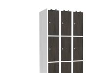 (ComputerSalg) Garderobeskab 3x400 mm Skråt tag 3-delt søjle Laminat dør Nocturne wood Cylinderlås