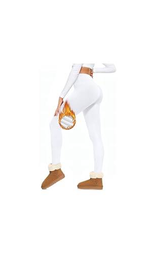 Termoleggings dam termoleggings vinterfodrade leggings termobyxor, Vit, M