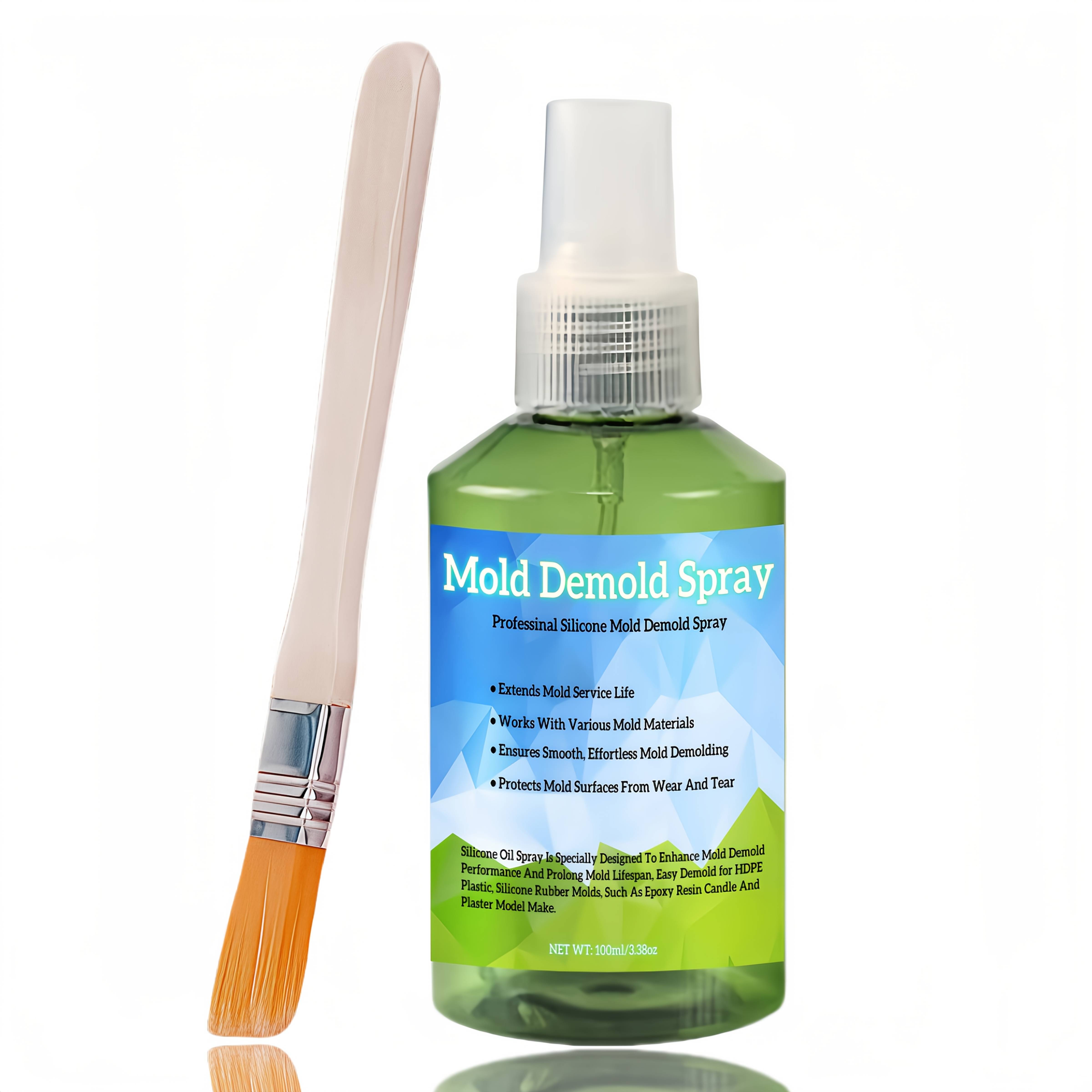 TEMU 200ml/100ml Demolding Spray Kit For Easy Demoulding And Of Molds, Silicone Oil Suitable For Diy Making Epoxy Resin, Casting Powder, Candles, Silicone/hdpe Plastic And Other Molds - Brush Included