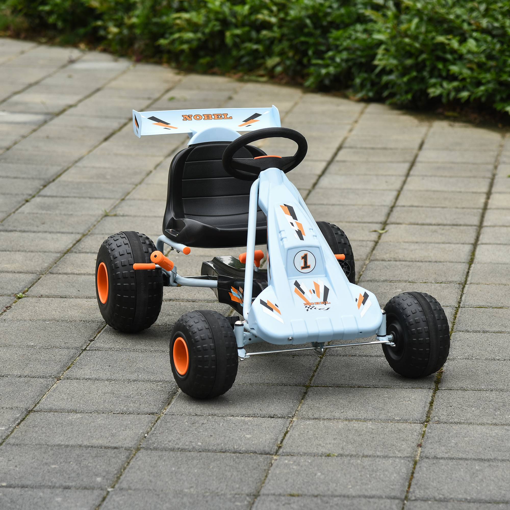 Pedal Go-Kart til alderen 3 år og opefter med justerbart sæde, stål, lyseblå, 97 x 66 x 59 cm