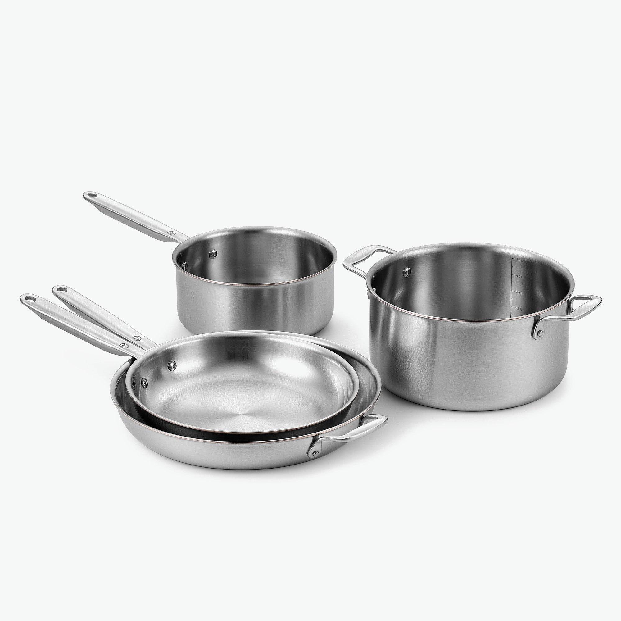 Viretta Pande- og grydesæt – 5-Ply kobber rustfrit stål Essentials – 4 dele / Uden