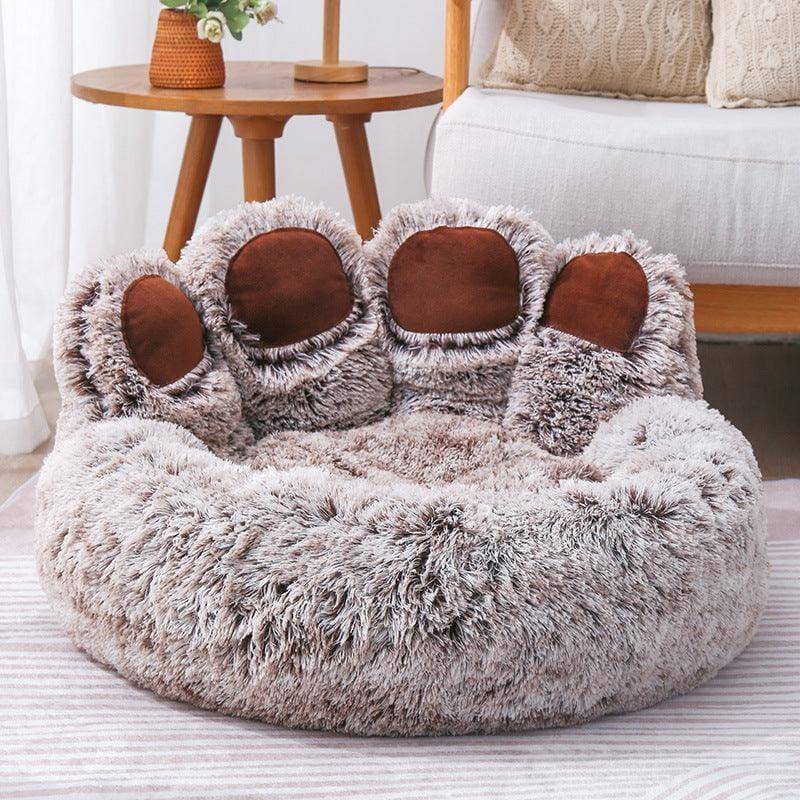 Fluffig & Gosig Hund- och Kattbädd – Trygg, Mjuk och Tvättbar - L - 80x80x42cm / Ljusbrun