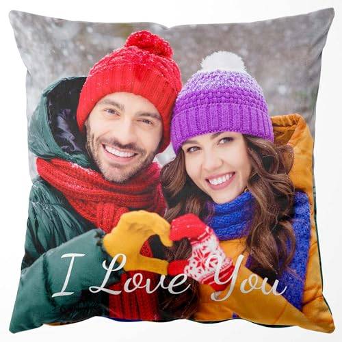 Easycosy personalisiertes Kissen aus Samt doppelseitig mit 2 Fotos 40x40cm