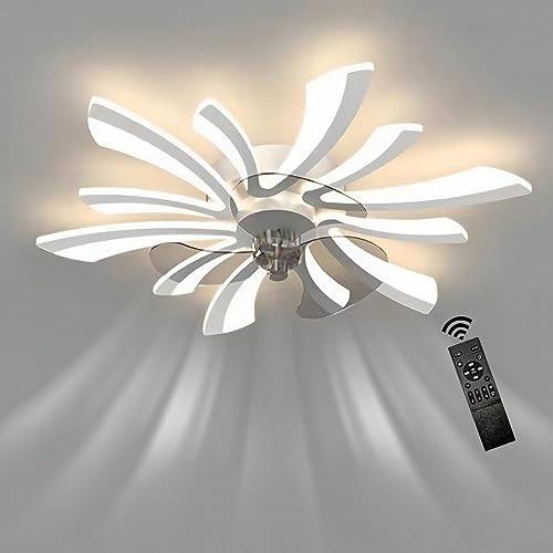 Takfläkt Med Ljus LED Dimbar Takfläkt Med Belysning, Taklampa med Fläkt, 3 Färgtemperaturer 3000-6500K, 6 Vindhastigheter Vändbar Modern Tyst Takfläkt Med Lampa För Vardagsrum Sovrum