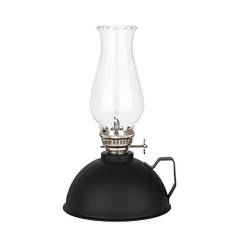 Mattoljad lampa med handtag järnplåt oljeburk - retrolampa antik ljus fotogenlampa for nödcamping (7.48in) (Color : Black)