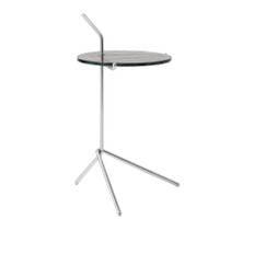 &Tradition - Halten Side Table SH9, Smoked Glass/Stainless Steel - Sideborde - Sebastian Herkner - Sølv - Glas/Metal