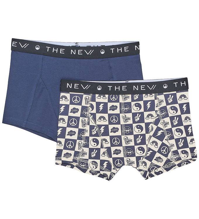The New Boxershorts - 2-pak - TnThe New - Navy Blazer Funny Chec - The New - 3-4 år (98-104) - Boxershorts