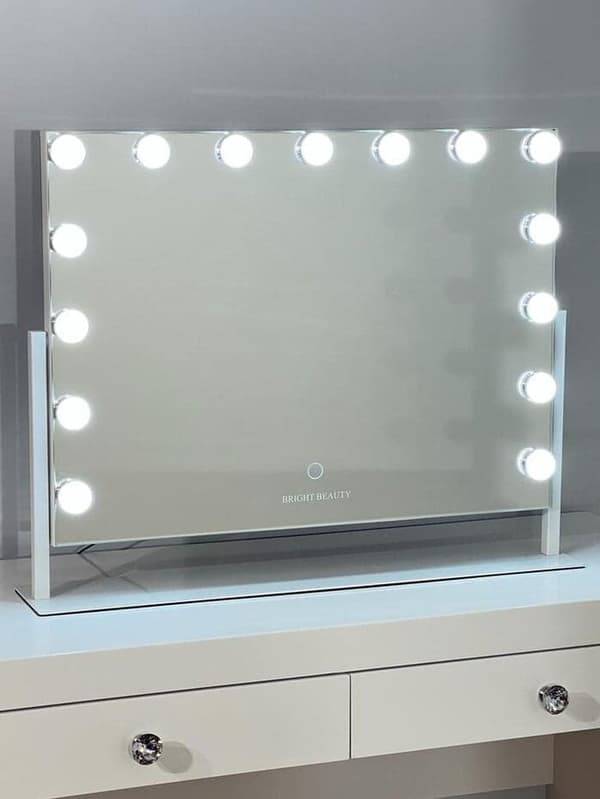 Bright Beauty Vanity Namira - make up spejl med belysning - hollywood spejl - schminke spejl med lys - hvid - dæmpbar med tre lystilstande - roterbar