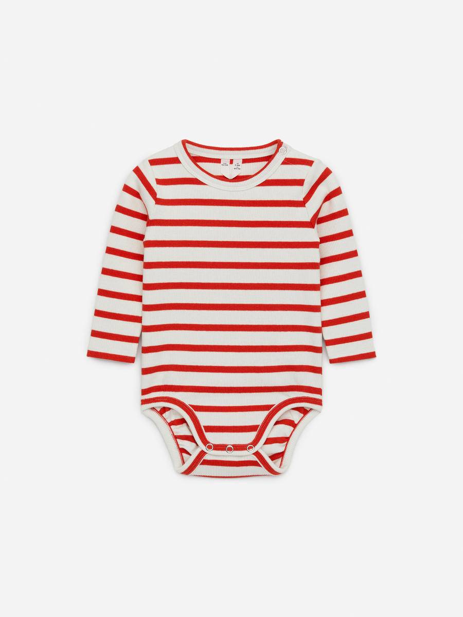 ARKET Ribbed Long-Sleeve Bodysuit -White, 86/92