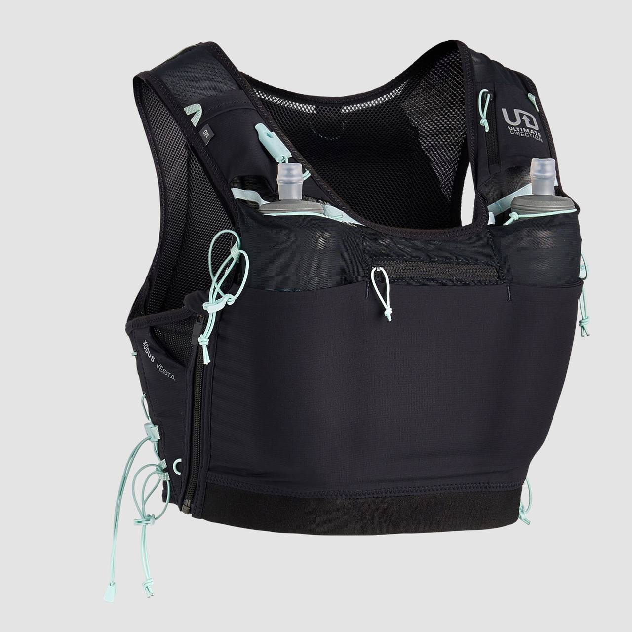 Ultimate Direction Xodus Vesta Onyx, löparväst på 7 liter för damer inkl 2 softflaskor - Svart (MD)
