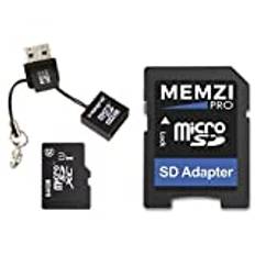 MEMZI PRO 64 GB 90 MB/s Klass 10 Micro SDXC-minneskort med SD-adapter och USB-läsare för Huawei MediaPad M5, M3, M2, T5, T3, M5/M3 Lite serien surfplattor PC