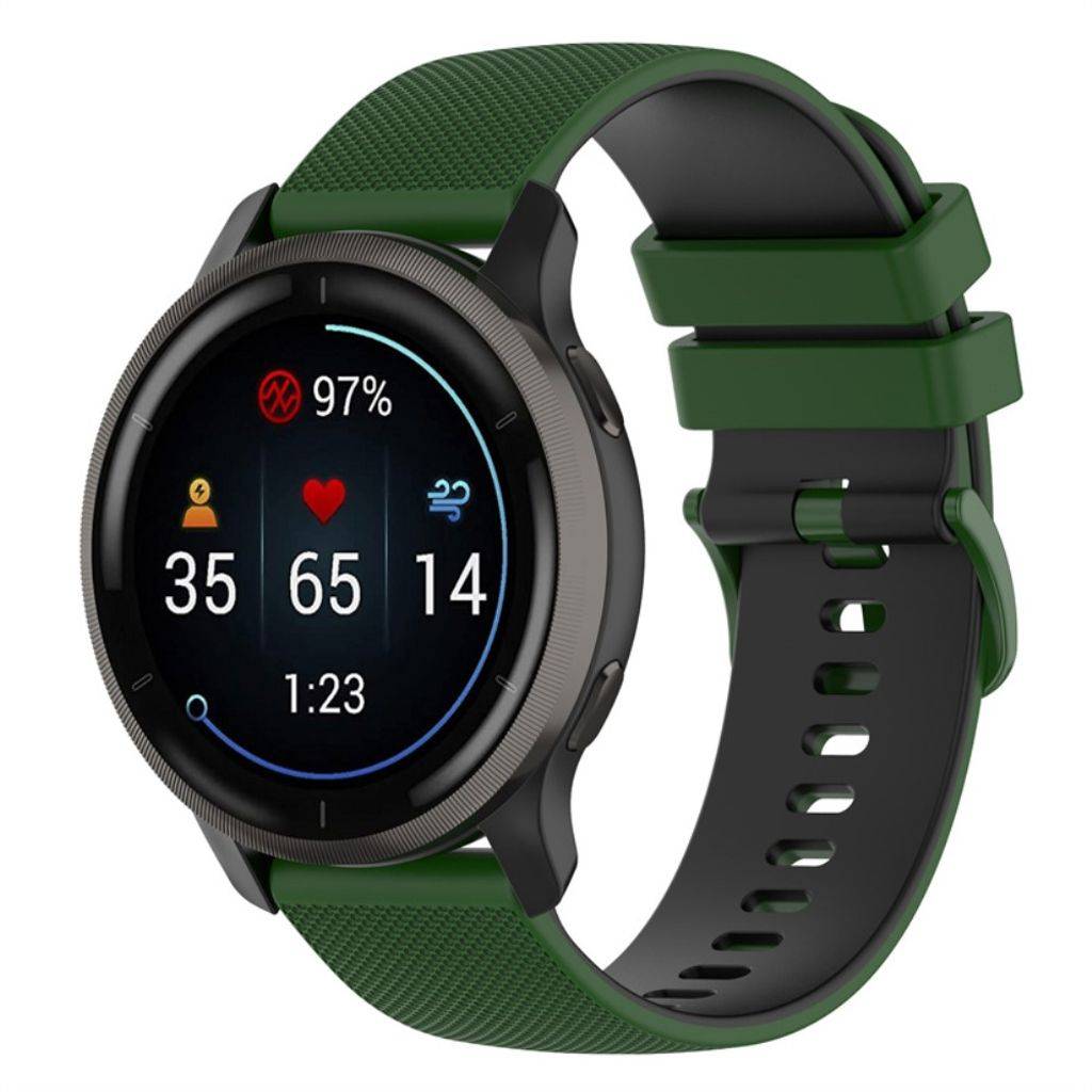 Garmin Venu 2 / VivoActive 4 etc. To-farvet urrem i silikone - Grøn/Sort