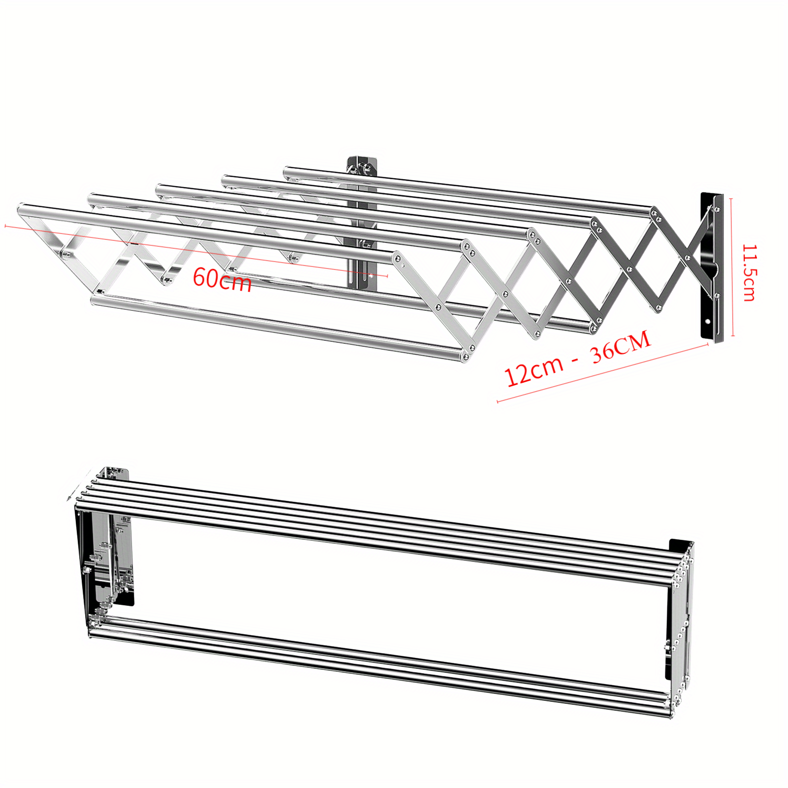 TEMU 1pc Wall Mounted Clothes Drying Rack, Multi-functional Space-saving Collapsible Laundry Drying Rack With Towel Bar