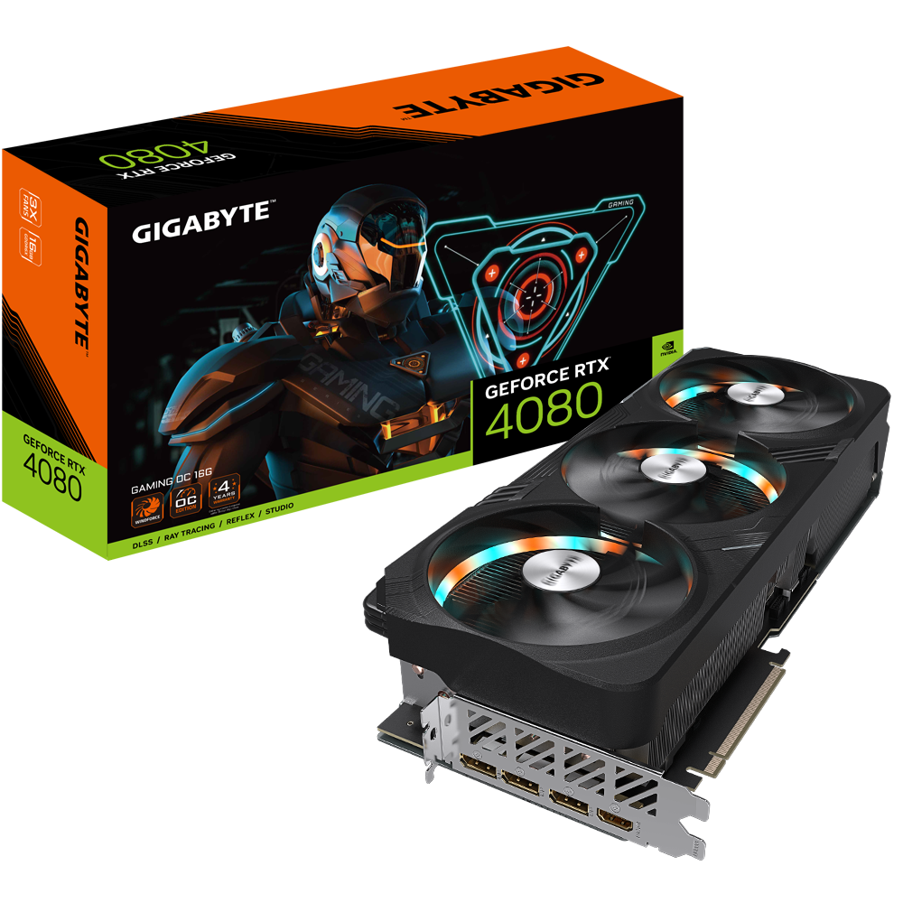 Gigabyte GV-N4080GAMING OC-16GD 1.0 NVIDIA, 16 GB, GeForce RTX 4080, GDDR6X, PCI-E 4.0, HDMI-porte antal 1, Hukommelse clockhastighed 22400 MHz.