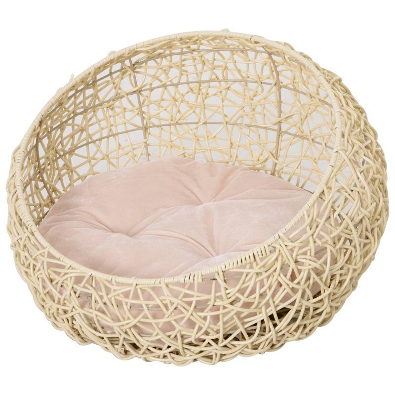 Kattbädd beige Ø56x35 cm