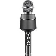 Trådlös bluetooth karaoke mikrofon högtalare ktv musikspelare sång inspelare handhållen kondensator mikrofon sång - Svart