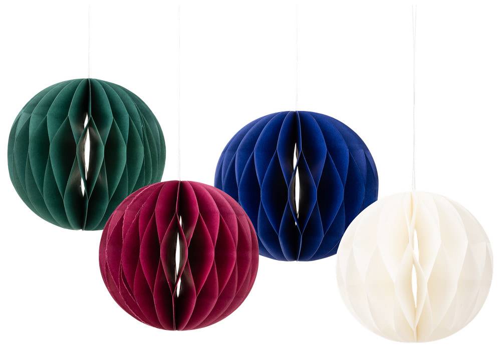 Nowel Honeycomb julgranskulor 4-pack