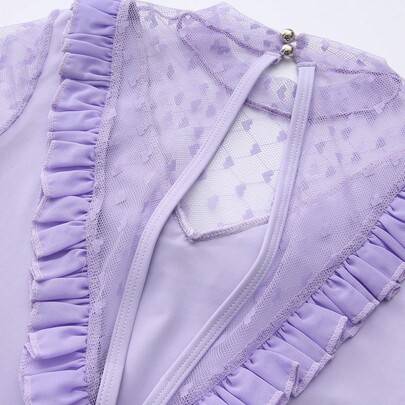 Långärmad stickad jumpsuit för tween-flickor, med enfärgad design, elastisk hjärtjacquard och trendig meshskarv, som kombinerar elegans och modernitet - Blåröd (8Y,9Y,10Y,11Y,12Y)