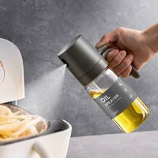 TEMU 250ml High Borosilicate Glass Oil Spray Bottle, Bpa-free Olive Oil Dispenser And For Cooking, Salad, Air Fryer - Clear