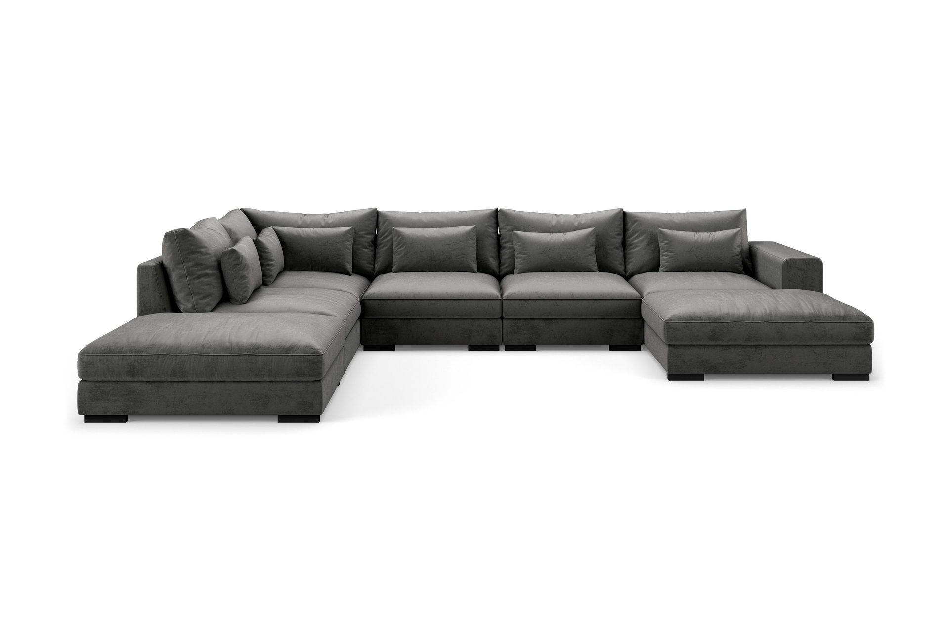 Dubai Stor U Sofa Modul med Divan Højre Fløjl Ekstra Dyb - Mørkegrå