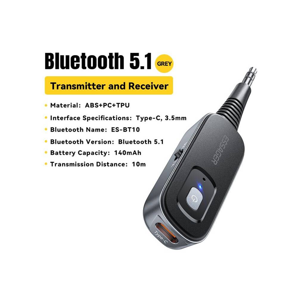 ESSAGER Audio Receiver Transmitter with Mic Stereo Music Wireless for PC TV Car Speakers