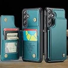 Blockerande PU-läderfodral för Samsung Galaxy S23 Ultra S22 S21 FE S20 FE Note 20 Ultra 10 Plus A52 A23 A24 Plånbokskortsfodral, grönt, för Samsung S22