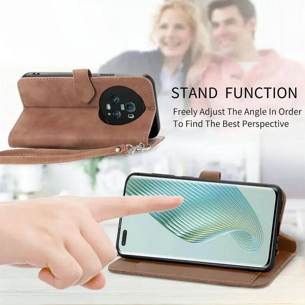 Honor Magic 8 7 6 Pro 6 Lite 5G Lyxigt Fodral Crossbody med Dragkedja Läder Funda Honor Magic7 Pro 8 Lite Magic6 Pro Plånbok Bokomslag