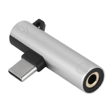 USB-C til 3.5 mm adapter - Med opladning - Silver