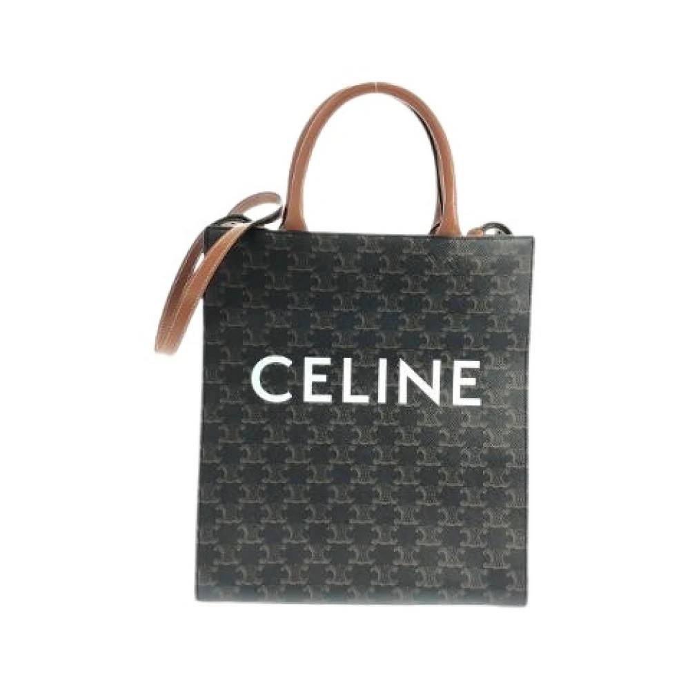 Celine Vintage Pre-owned Small Vertical Caba Triomphe Canvas Calf Tote Bag - Vintage - Herre - Brun - ONE SIZE - Uld