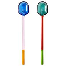 IKEA - FENGÖMMARE ske, sæt med 2, glas/multifarvet, 16 cm