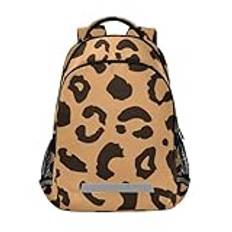 Amooorous brun leopardtryck barn sovsäck ryggsäck med bröstklämma bokväska för barn mochilas de moda för tonåringar, Brunt leopardtryck, Medium