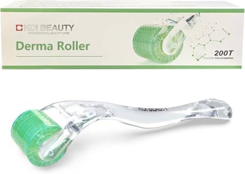 KOI BEAUTY Derma roller 0,5 – 200 ECHTE NADELN, Professionelles Microneedling Roller für Hautpflege für Mann Frau zuhause, Bartroller Needling Roller für kopfhaut Haare Gesicht &Körper