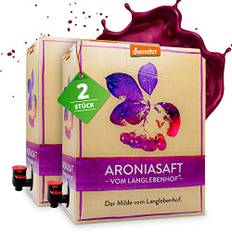 2x Langlebenhof Aronia Direktsaft, Muttersaft, [100% Demeter u. Bio] 3 Liter Box, Der Milde" Aroniasaft für Ernährungsbewusste, Aroniasaft aus Deutschland, Aronia Beeren Saft - lange haltbar