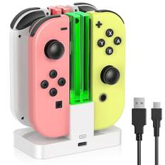 FASTSNAIL Ladestation für Switch Controller, Ladestation Kompatibel mit Nintendo Switch&Switch OLED，Controller Ladestation Kompatibel mit JoyCons(weiß)