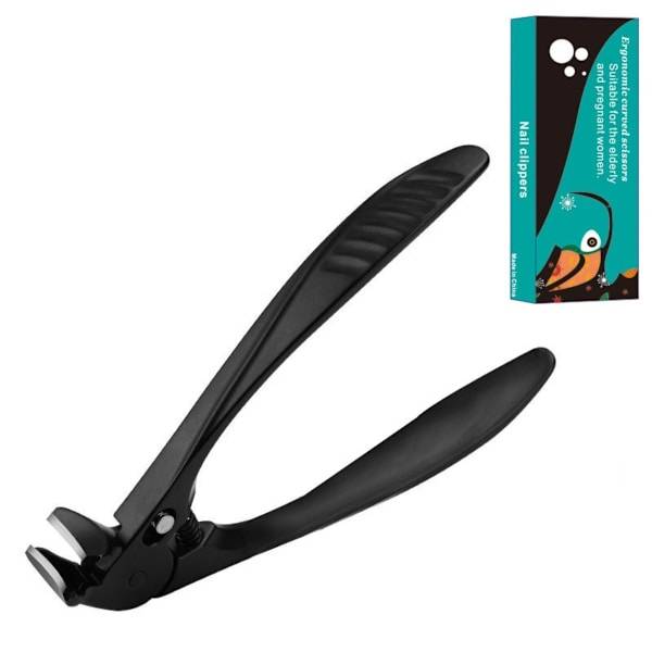 Långskaftade låsbara tånagelklippare i rostfritt stål med stor öppning och ergonomiskt grepp, för tjocka och inåtväxande tånaglar Black