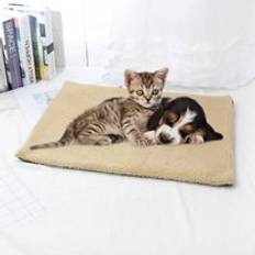 Självuppvärmande katt hund säng matta varm lamm sammet kennel mjuk hund säng husdjur kennel hus katt bo filt sovsäck djurtillbehör - Beige