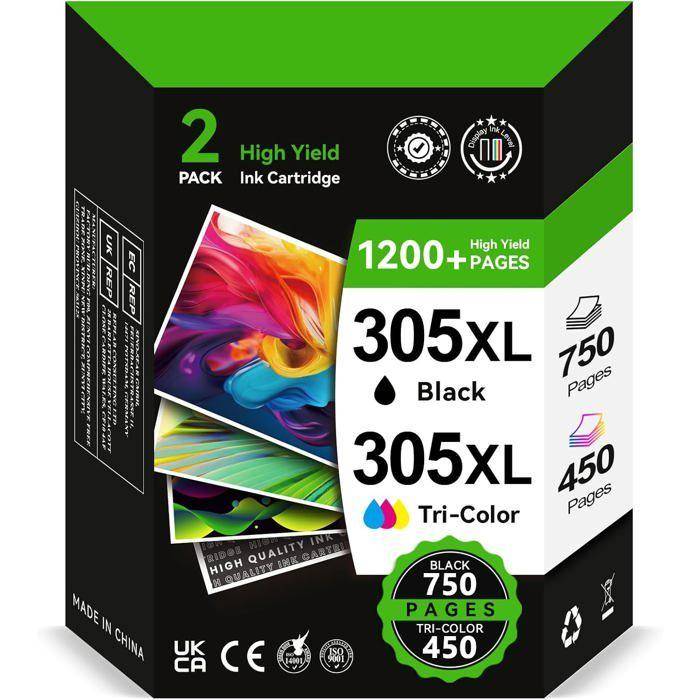 Cartouche d'encre - SWAPY - 305 XL - Haute capacité - Noir & Couleur - Compatible HP